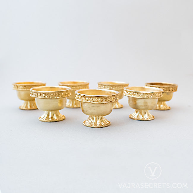 Gold Plated Copper Offering Bowls, 2.5 inch (Set of 7)