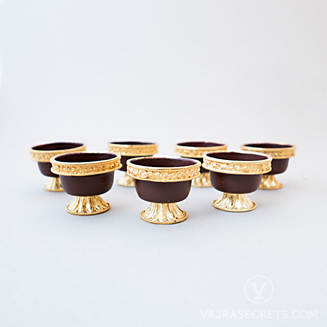 Gold Plated and Oxidised Copper Offering Bowls, 2.5 inch (Set of 7)