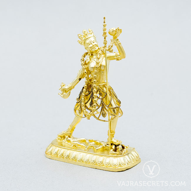 Vajrayogini Brass Statue with Gold Finish, 2.75 inch