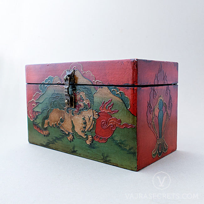Tibetan Box with Snow Lion Motif