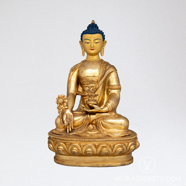 Medicine Buddha Gold Statue, 13 inch – Vajrasecrets