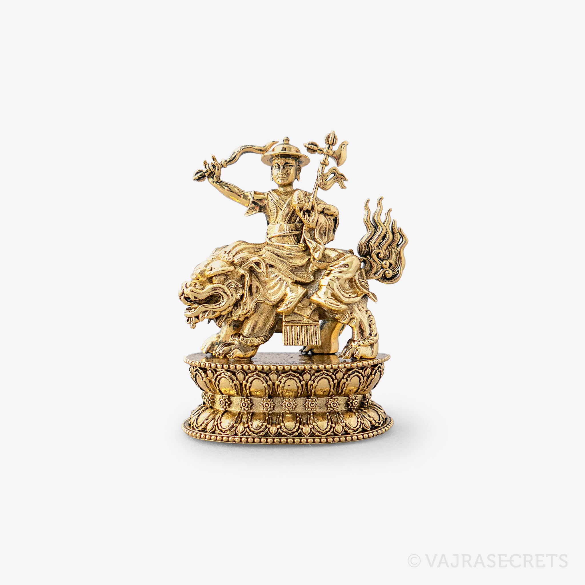 Dorje Shugden Brass Statue with Gold Finish & Mantra Insertion