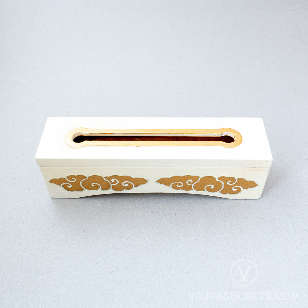 Tibetan Wooden Incense Burner with Gold Cloud Motif (Small)