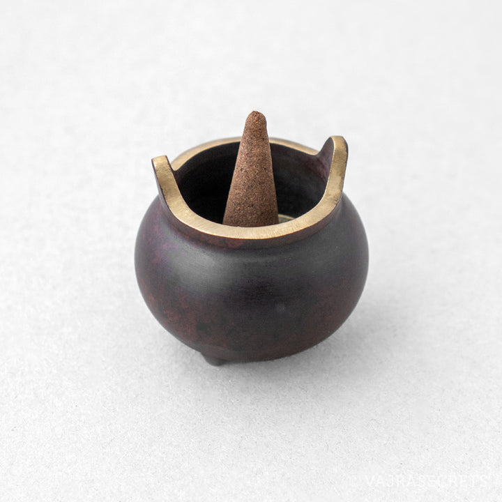 Miniature Metal Incense Burner, Brown
