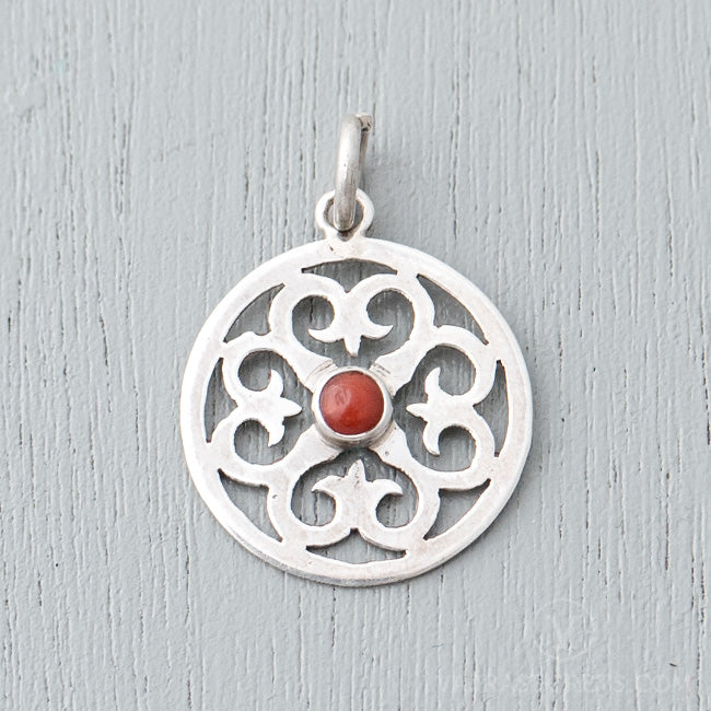 Coral Lotus Sterling Silver Pendant
