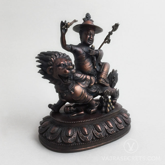 Wrathful Dorje Shugden Brass Statue with Oxidised Finish, 7 inch