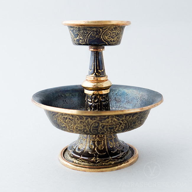 Gold-Trimmed Carved Copper Serkym Set, 4 inch