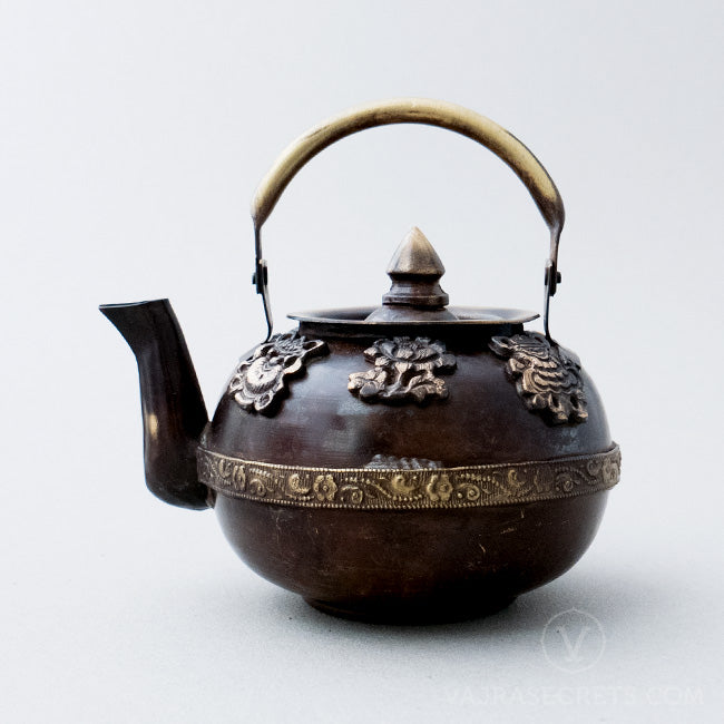 Brass Round Teapot with Antique Finish, 4 inch