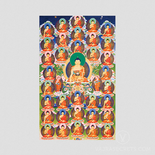 35 Confessional Buddhas Thangka Print