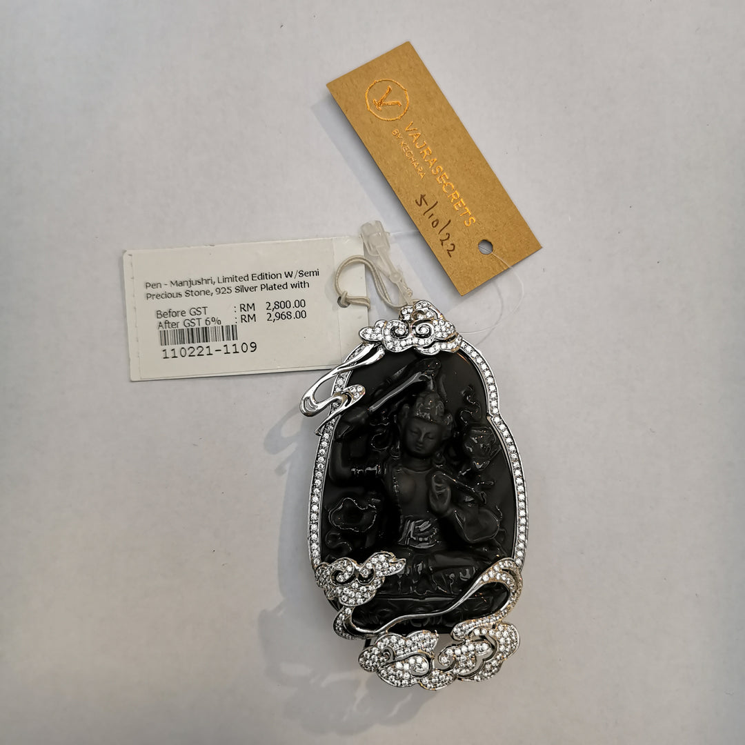 Blessed Limited Edition Manjushri Agate Pendant with Cubic Zirconia