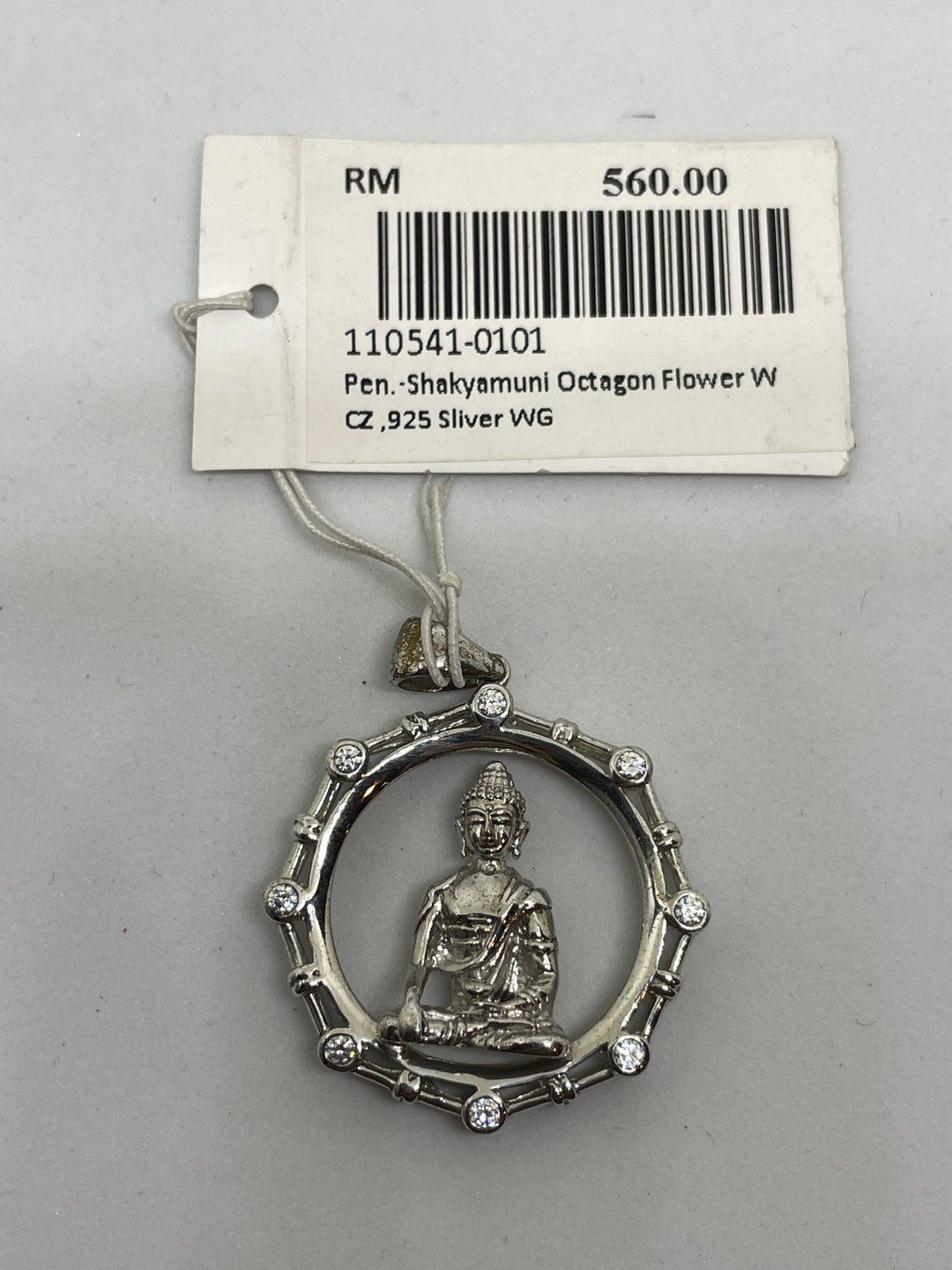 Shakyamuni Octagonal Pendant with Cubic Zirconia