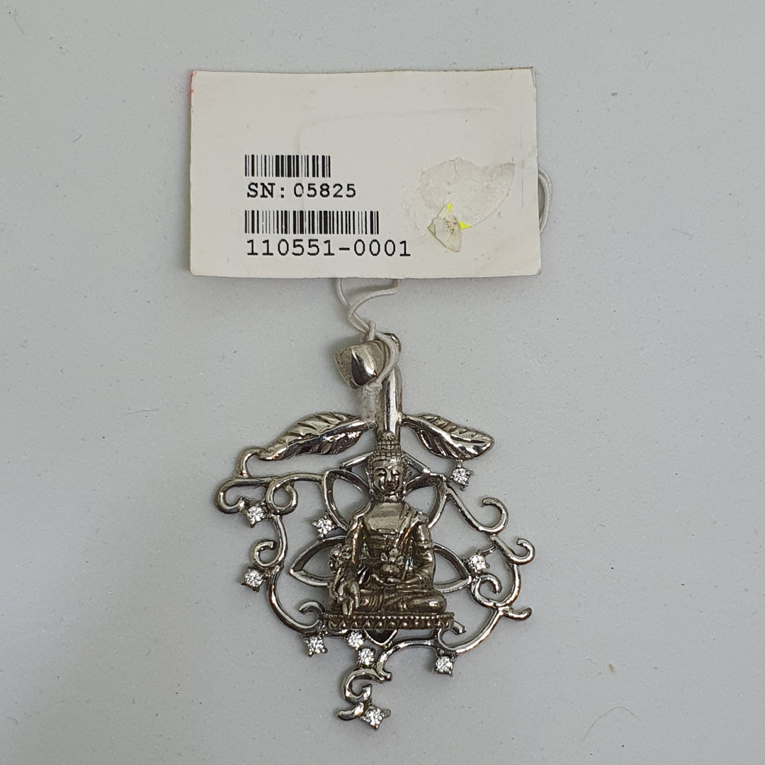 Medicine Buddha Leaf Pendant with Cubic Zirconia