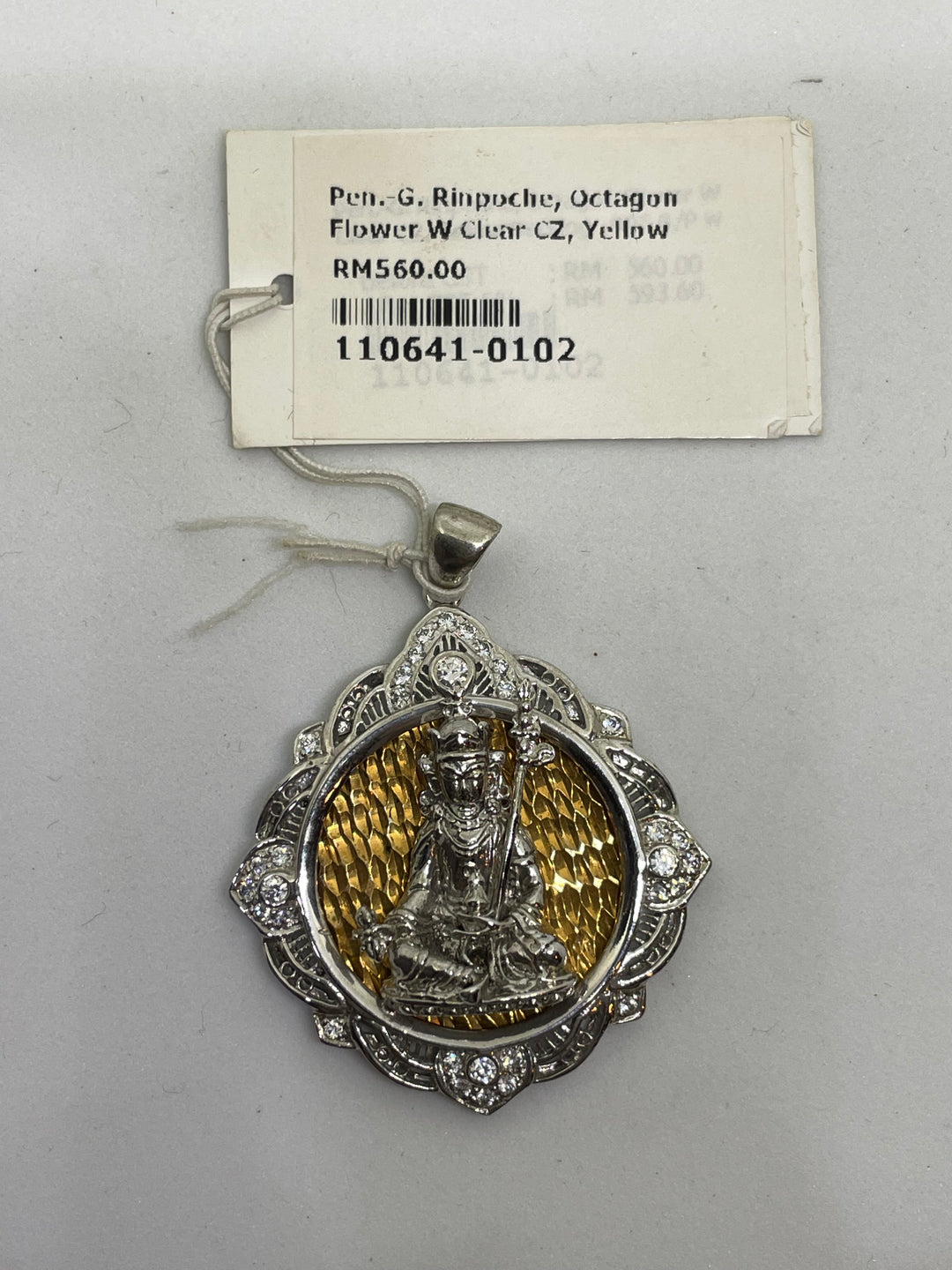 Guru Rinpoche Emptiness Flower Pendant with Cubic Zirconia