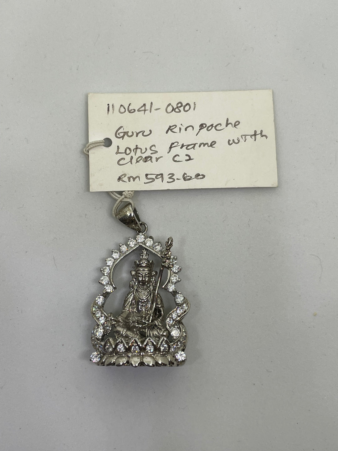 Guru Rinpoche Lotus Frame Pendant with Cubic Zirconia