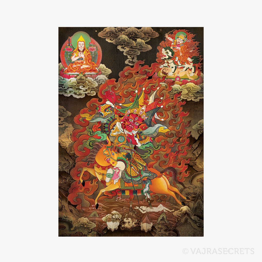 Kache Marpo Thangka Print (Vintage Effect)