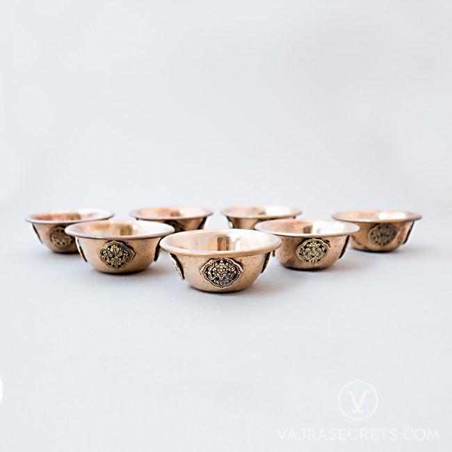 Copper Finish Brass Offering Bowls, 3.25 inch (Set of 7)