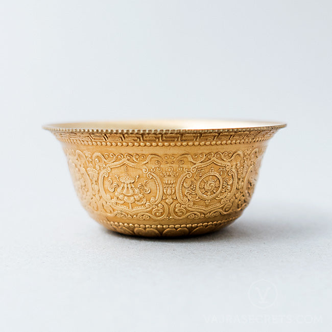 Carved Brass Offering Bowls, 2.75 inch (Set of 7)