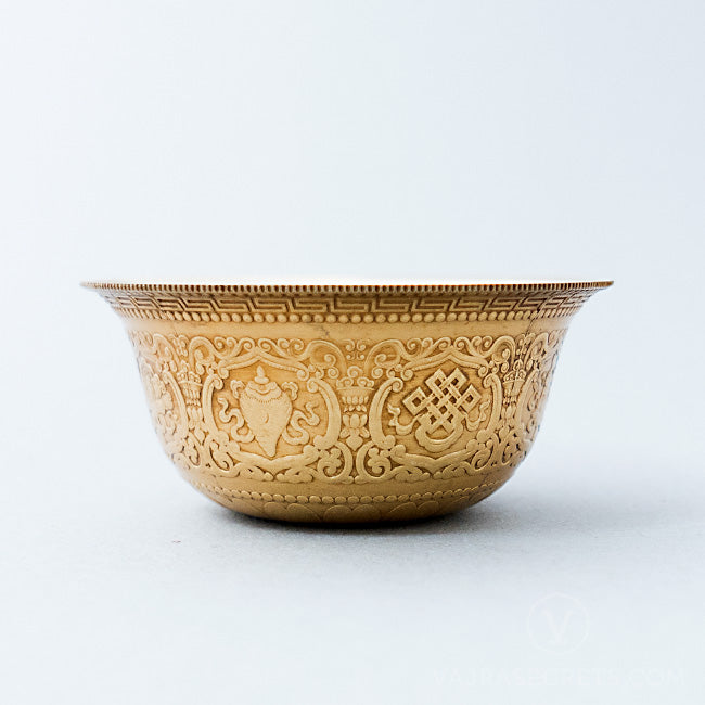Carved Brass Offering Bowls, 4 inch (Set of 7)