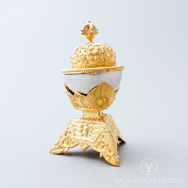 Miniature Gold and Silver Plated Kapala, 3.75 inch