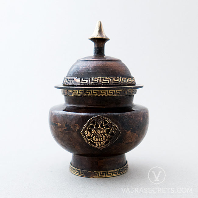 Antique Finish Copper Ritual Rice Pot, 5 inch