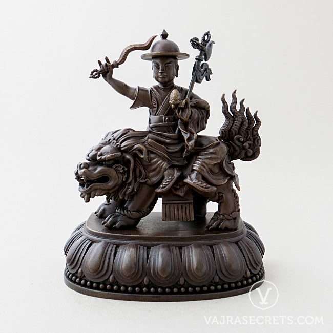 Dorje Shugden Brass Statue with Oxidised Finish, 7 inch
