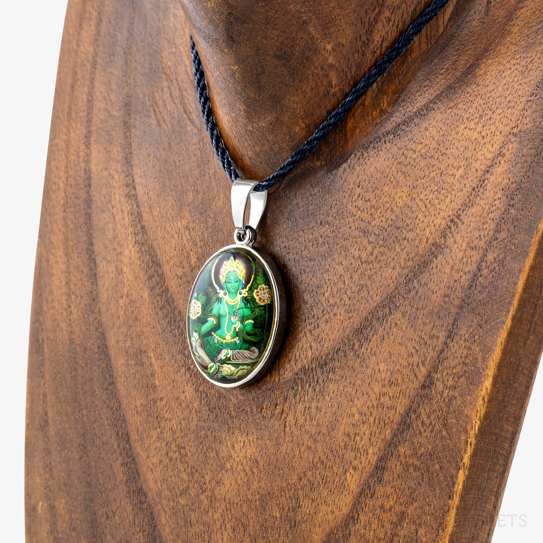 Green Tara Glass Dome Pendant