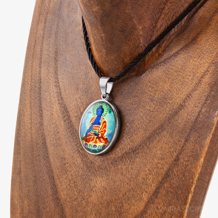 Medicine Buddha Glass Dome Pendant