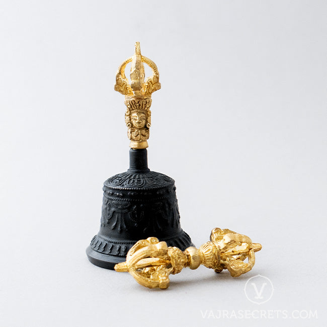 Antique Finish Vajra and Bell, 4.7 inch