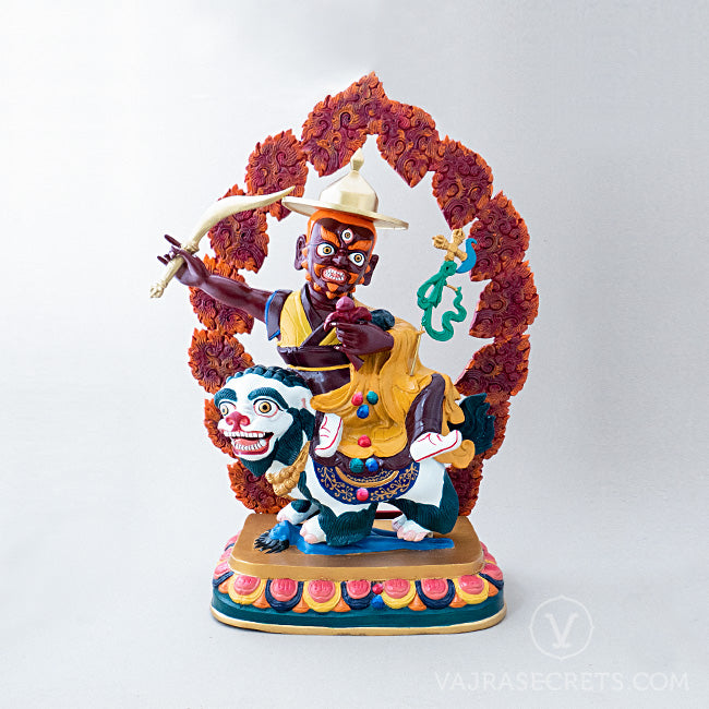 Blessed Wrathful Dorje Shugden Colourful Brass Statue, 21 inch