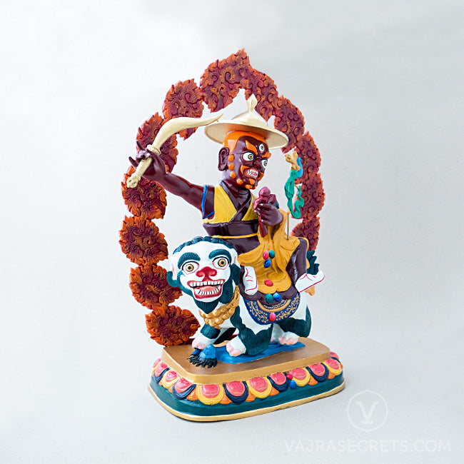 Blessed Wrathful Dorje Shugden Colourful Brass Statue, 21 inch