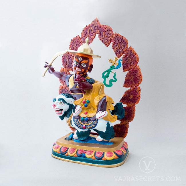 Blessed Wrathful Dorje Shugden Colourful Brass Statue, 21 inch