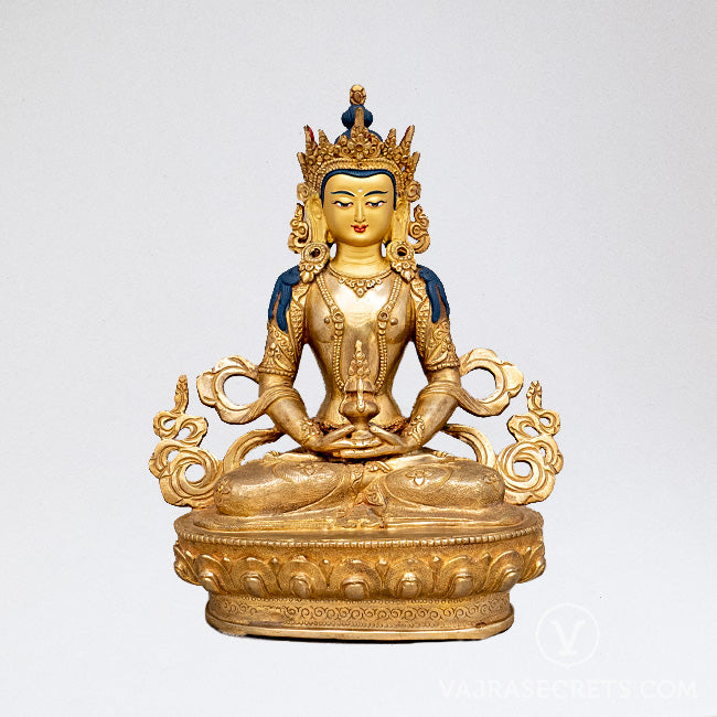 Amitayus Gold Statue, 9 inch