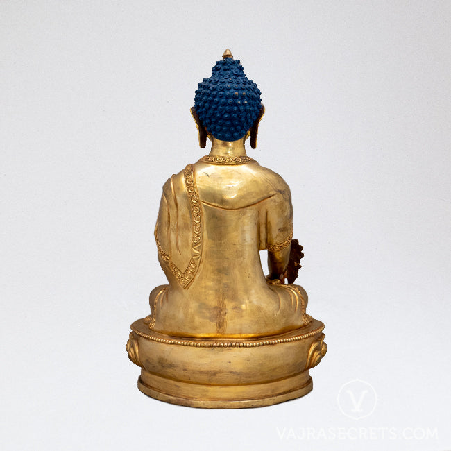 Medicine Buddha Gold Statue, 13 inch