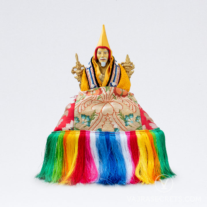 Zong Rinpoche Brass Statue with Brocade Clothing, 8 inch
