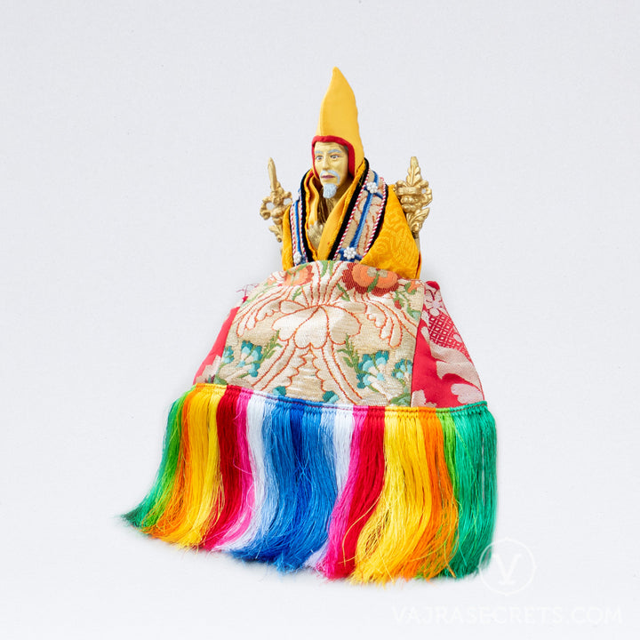Zong Rinpoche Brass Statue with Brocade Clothing, 8 inch