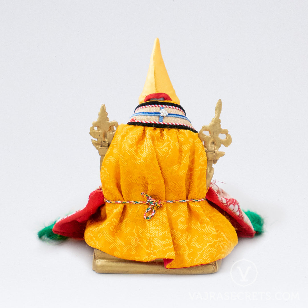 Zong Rinpoche Brass Statue with Brocade Clothing, 8 inch