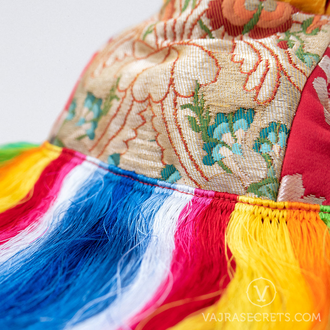 Zong Rinpoche Brass Statue with Brocade Clothing, 8 inch