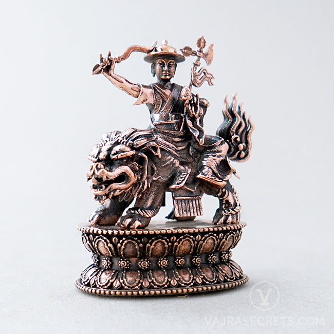 Dorje Shugden Brass Statue with Rose Gold Finish, 2.75 inch
