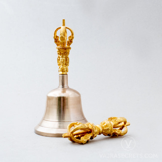 Bronze Alloy Vajra and Bell, 6 inch