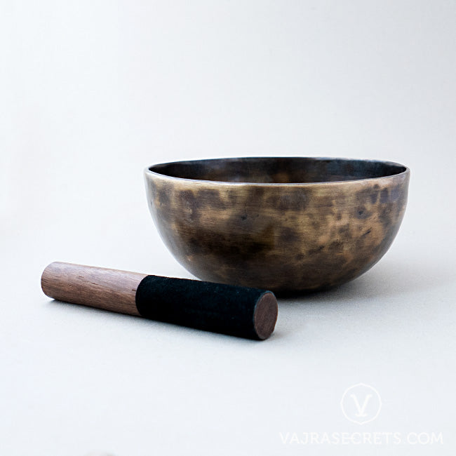 Tibetan Singing Bowl with Antique Finish, 8 inch