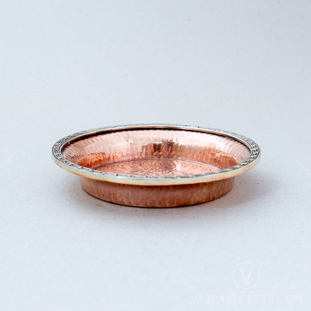 Brass-Trimmed Polished Copper Offering Plate, 5 inch