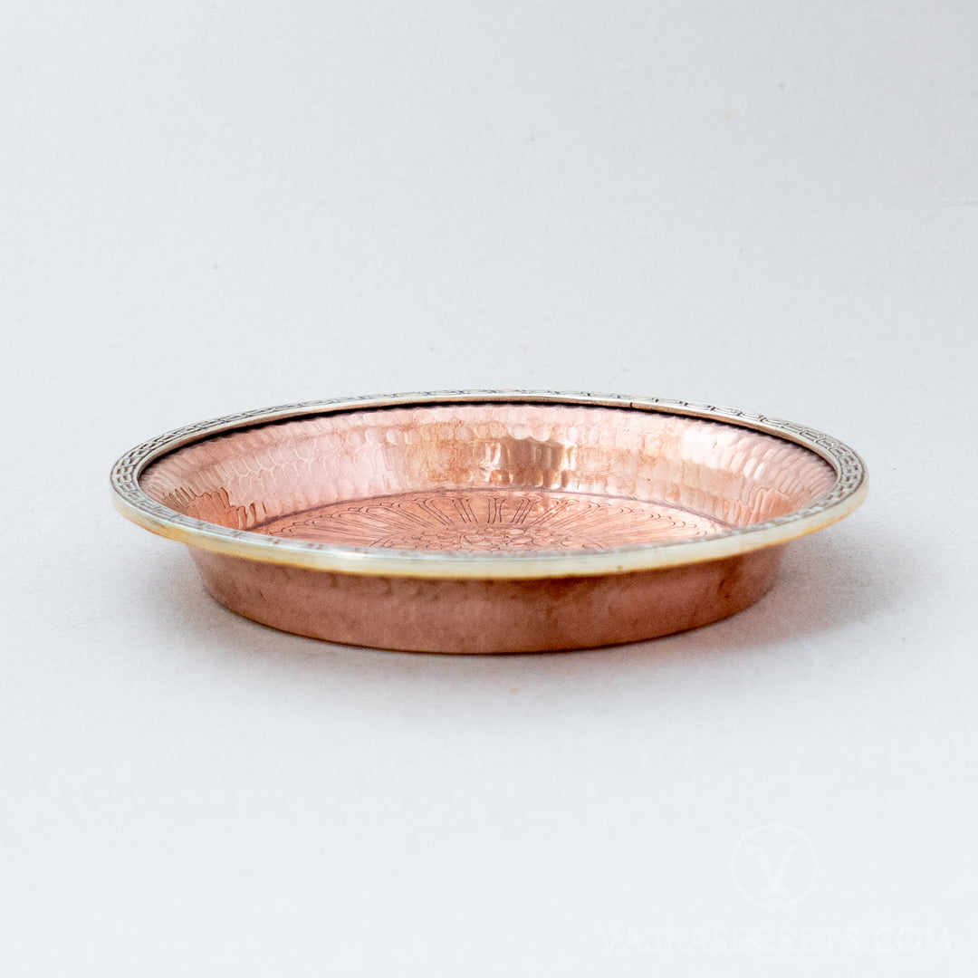 Brass-Trimmed Polished Copper Offering Plate, 7 inch