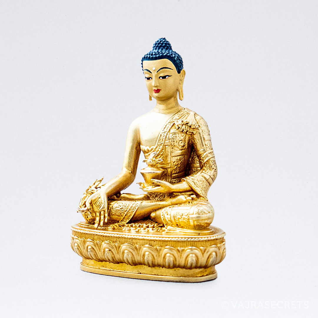 Medicine Buddha Gold Statue, 3.5 inch