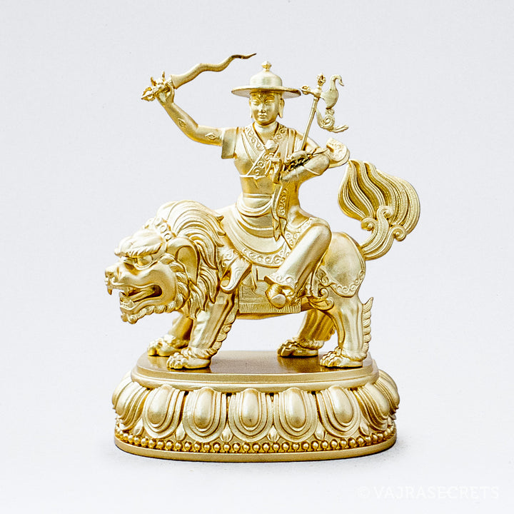 Dorje Shugden Brass Statue with Gold Finish, 6 inch