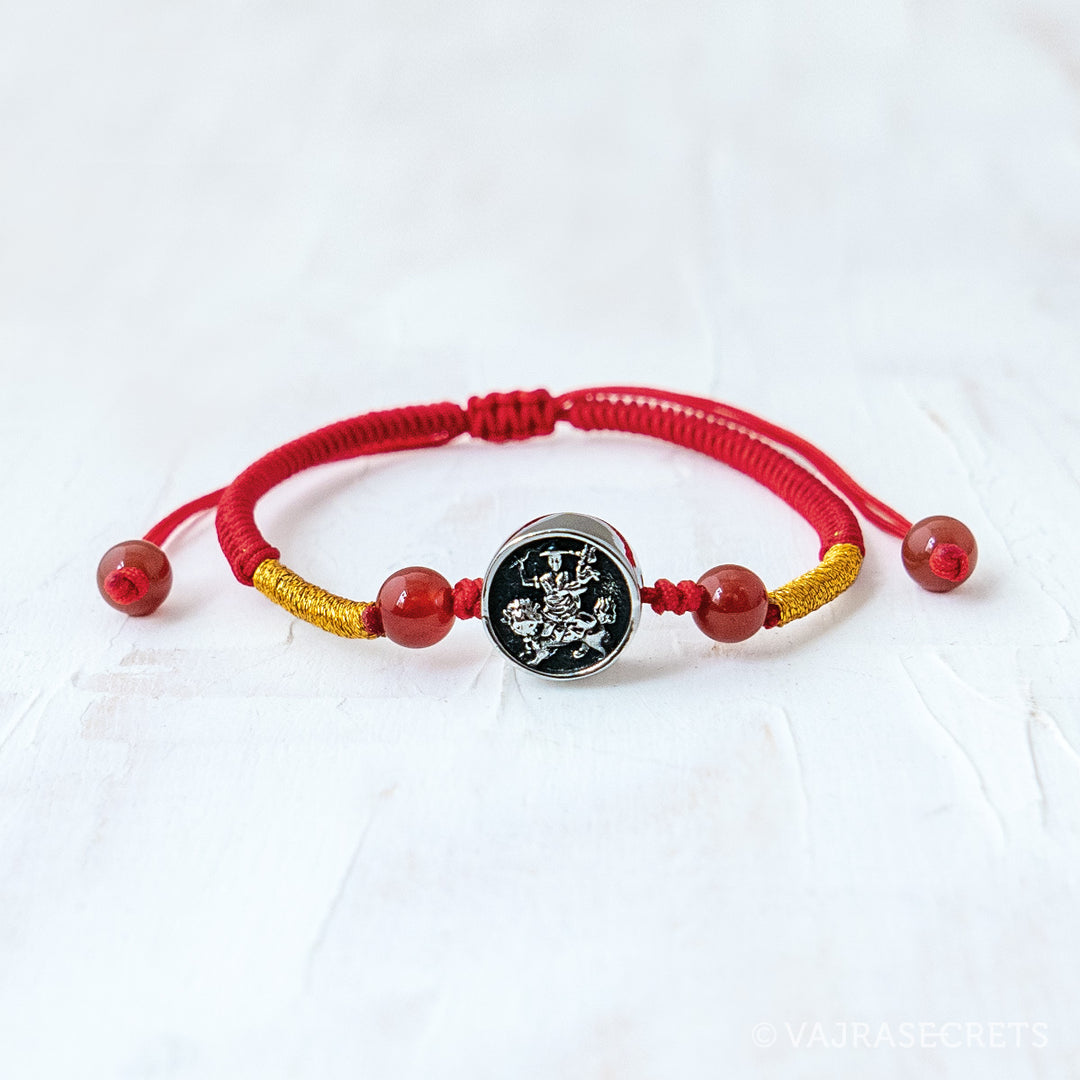 Dorje Shugden Round Titanium Charm Cord Bracelet