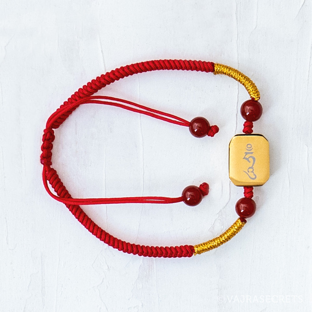Dorje Shugden Rectangular Titanium Charm Cord Bracelet