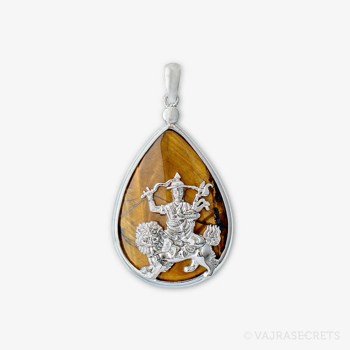 Dorje Shugden Tiger Eye Teardrop Pendant