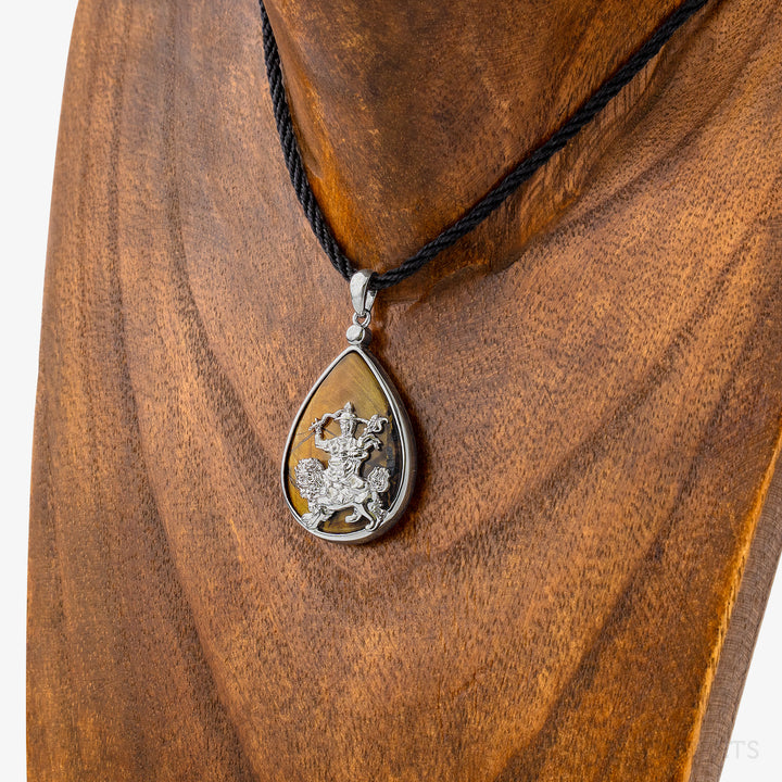 Dorje Shugden Tiger Eye Teardrop Pendant