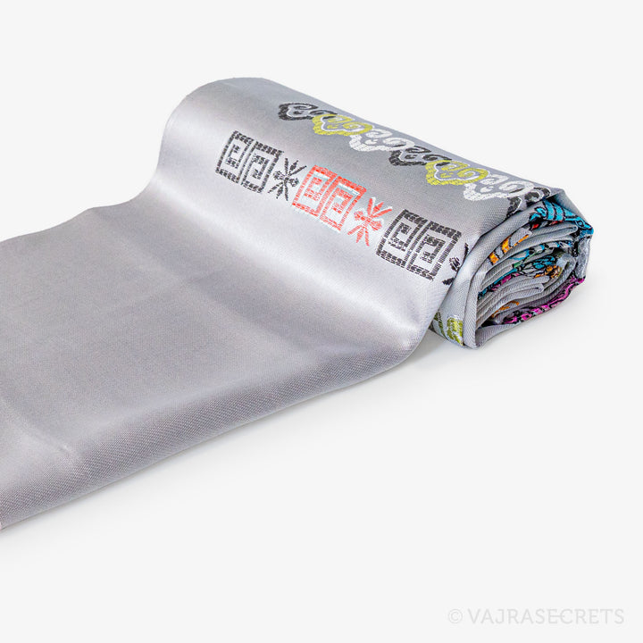 Embroidered Tibetan Ceremonial Khata, 8 foot