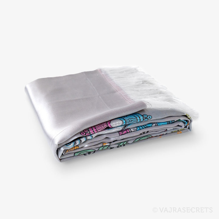 Embroidered Tibetan Ceremonial Khata, 8 foot